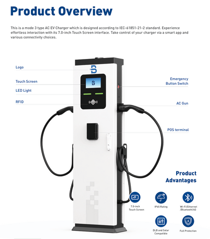 Beny Commercial 3-Phase AC EV Charging Station (22kW + 22kW)